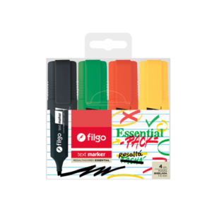 RESALTADOR FILGO TEXT MARKER ESSENTIAL BLISTER X 4U (TXM-E4-ESN)