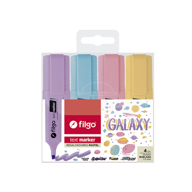 RESALTADOR FILGO TEXT MARKER GALAXY BLISTER X 4U (TXM-E4-GXY)