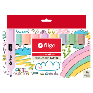 RESALTADOR FILGO TEXT MARKER PASTEL X 18U. V/COLORES (TXM-E18-PAS)