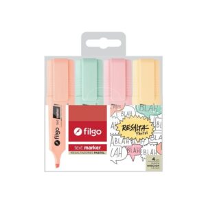 RESALTADOR FILGO TEXT MARKER PASTEL PACK X4U. (TXM-E4-PAS)