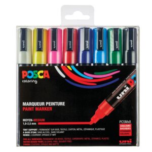 MARCADOR MITSUBISHI POSCA PC-5M PUNTA CONICA X8U.