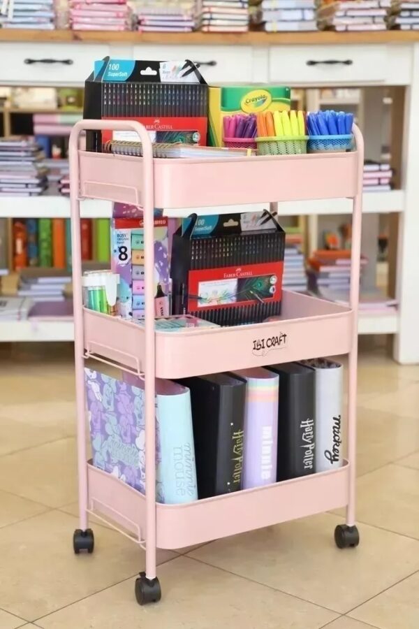 CARRO ORGANIZADOR MOVIL IBICRAFT ROSA/BLANCO/AQUA (990045/0046/0047)