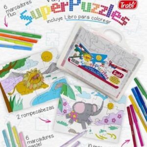 VALIJA TRABI SUPER-PUZZLES + LIBRO PARA COLOREAR (11191)