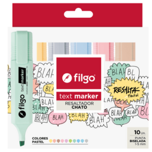 RESALTADOR CHATO FILGO TEXT MARKER PASTEL X10U (TXM-E10-PAS)