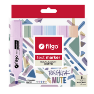 RESALTADOR CHATO FILGO TEXT MARKER PUNTA BISELADA X5U (TXM-E5-MUTE)