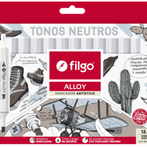 MARCADORES FILGO ALLOY DOBLE PUNTA TONOS NEUTROS X12U (ALLYM-E12-GRIS)