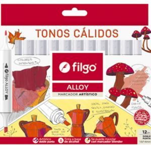 MARCADORES FILGO ALLOY DOBLE PUNTA TONOS CALIDOS X12U  (ALLYM-E12-CAL)