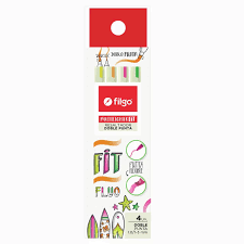 RESALTADOR FILGO FIT DOBLE PUNTA FLUO X4U. (MTLFIT-E4-FLU)