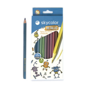 LAPICES DE COLORES SKYCOLOR METALIZADOS X12U LARGOS (JJ10136M)