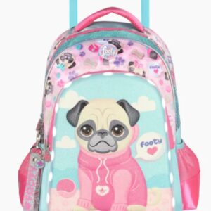 MOCHILA FOOTY PUPPY PUG C/LUZ LED C/CARRO 18" (F2191)