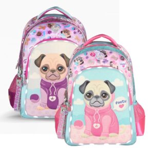 MOCHILA FOOTY PUPPY PUG C/LUZ LED ESPALDA 18" (F2193)