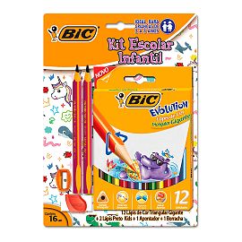 KIT BIC ESCOLAR INFANTIL TRIANGULAR GIGANTE + GOMA + SACAPUNTAS (9354041)