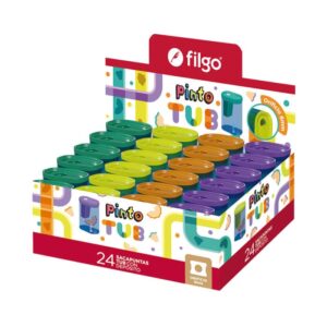 SACAPUNTAS FILGO PINTO TUB C/DEPOSITO SURTIDOS X24U C/U (SHTUB-D24-SUR)