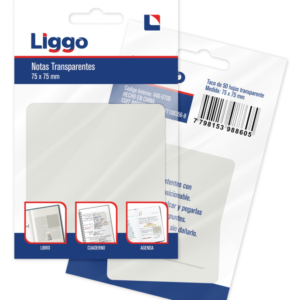 NOTAS ADHESIVAS LIGGO TRANSPARENTES 75X75 50H. (440-0700)
