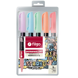 MARCADOR FILGO PERMANENTE 040 PTA FINA X 5U.PASTEL (PM040-E5-PAS)