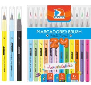 MARCADOR EZCO BRUSH PUNTA PINCEL NEON/PASTEL/SURTIDO X 24.