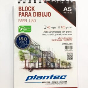 BLOCK DE DIBUJO PLANTEC ESPIRALADO LISO A5 40H 14,9 X 21 150GRS (15261)