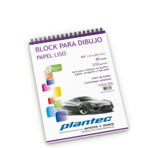 BLOCK DE DIBUJO PLANTEC ESPIRALADO LISO A5 40H 14,9 X 21 210GRS (15631)