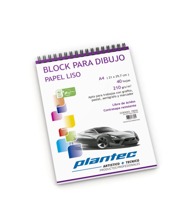 BLOCK DE DIBUJO PLANTEC ESPIRALADO LISO A5 40H 14,9 X 21 210GRS (15631)