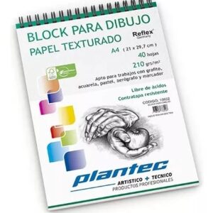 BLOCK DE DIBUJO PLANTEC ESPIRALADO TEXTURADO A4 20H 21 X 29.7 210GRS (15652)