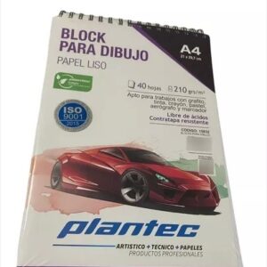 BLOCK DE DIBUJO PLANTEC ESPIRALADO LISO A4 20H 21 X 29.7 210GRS (15632)