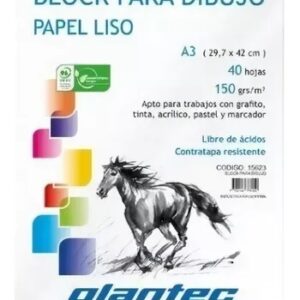 BLOCK DE DIBUJO PLANTEC ESPIRALADO LISO A3 40H 29.7 X 42 150GRS (15623)