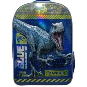 MOCHILA WABRO WARNING LINE T-REX BLUE VELOCIRAPTOR 12" ESPALDA (10057)