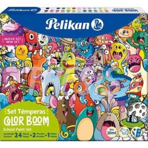 TEMPERA PELIKAN COLOR BOOM POTE X 24 U. X 20 ML + PINCEL + MEZCLADOR