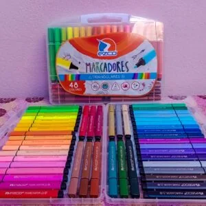 MARCADORES EZCO TRIANGULARES X 48 COLORES (VALIJA PLASTICA)