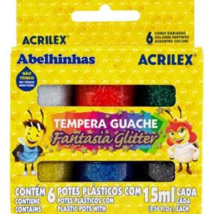 TEMPERA ACRILEX FANTASIA GLITTER X6U SURTIDAS.