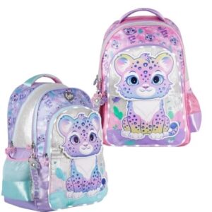 MOCHILA FOOTY SWEET LEOPARD C/LUZ LED ESPALDA 18" (F6353)
