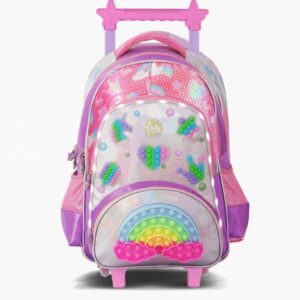 MOCHILA FOOTY RAINBOW POP IT C/LUZ LED C/CARRO 18" (F6301)
