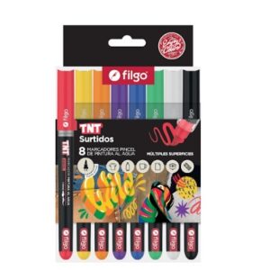 MARCADORES FILGO PINTURA AL AGUA TNT PUNTA PINCEL X8U SURTIDOS (TNTBSH-E8-SUR)