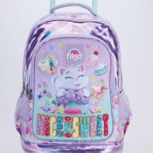 MOCHILA FILGO STARPAK GATITO 18" C/RUEDAS + LLAVERO (MO25-T3D-308)