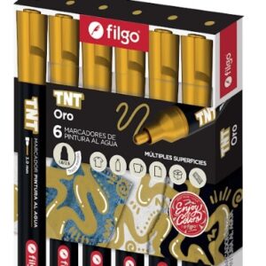 MARCADOR FILGO PINTURA AL AGUA TNT X6U C/U TRAZO MEDIO ORO/PLATA (TNTM30-C6-053)