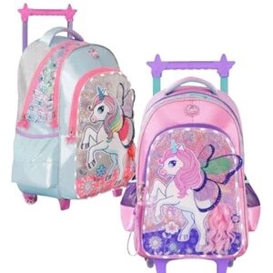 MOCHILA FOOTY UNICORN WINGS C/LUZ LED C/CARRO 18" (F6341)