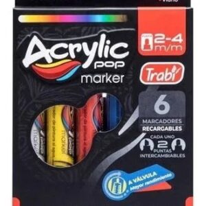 MARCADOR TRABI ACRYLIC POP 2-4MM SURTIDO X6U (36116)