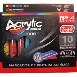 MARCADOR TRABI ACRYLIC POP 2-4MM SURTIDO X10U (36117)