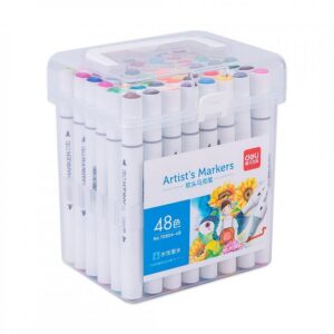 MARCADOR DELI SKETCH AL AGUA REDONDO DOBLE PTA PINCEL+BISELEADA X48U. (70804-48)