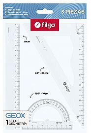 SET DE GEOMETRIA FILGO CRISTAL X3 PIEZAS (GEOXSET-C12)