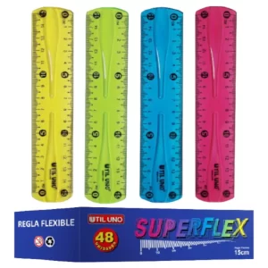 Regla flexible de 30cm Rosa, Amarilla, Verde y Azul 12xcolor UTIL UNO