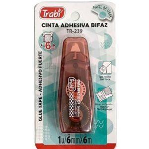 CINTA ADHESIVA TRABI BIFAZ 6MMX6M C/U (TR-239)