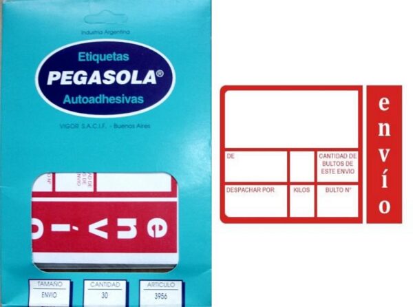 ETIQUETA PEGASOLA ENVIO (T8-39560-00)