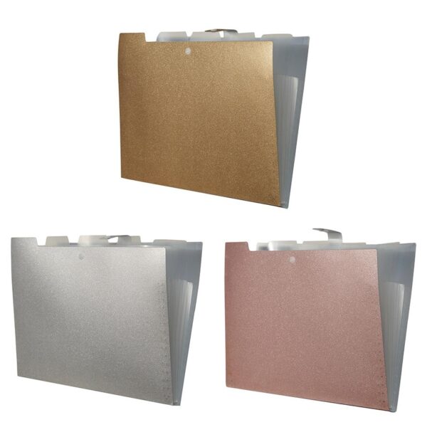 CARPETA POLI CON 5 DIVISIONES GLITTER.