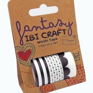 WASHI TAPE IBI CRAFT X3U 5MTS BLACK (55780)