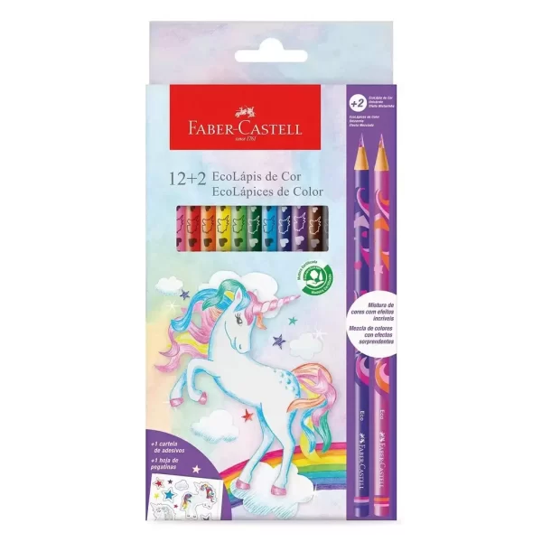 LAPIZ COLOR FABER CASTELL ECOLAPIZ UNICORNIO X12+2U (210511)
