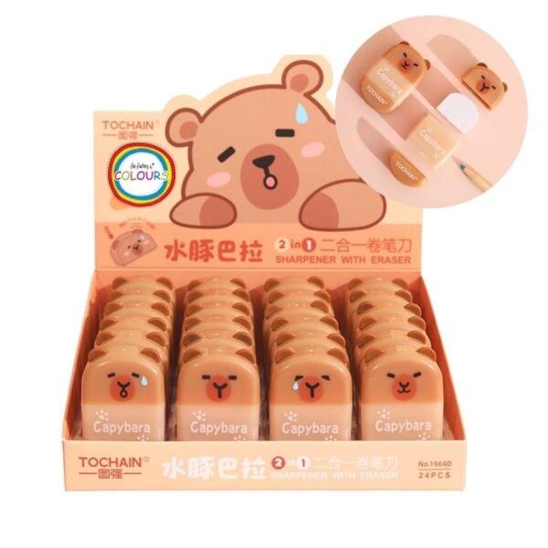 GOMA DE BORRAR + SACAPUNTAS CAPYBARA (28433)