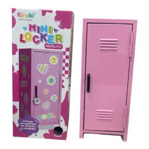 MINI LOCKER KIRUKI METALICO ROSADO + PLANCHA DE STICKERS Y CANDADO (190001)