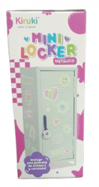 MINI LOCKER KIRUKI METALICO ROSADO + PLANCHA DE STICKERS Y CANDADO  (190001)