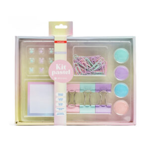 SET SKYCOLOR PASTEL TALONARIO 50HJS + IMANES + BROCHES CLIPS 28MM + BROCHES BINDER 32MM + CHINCHES GALERA